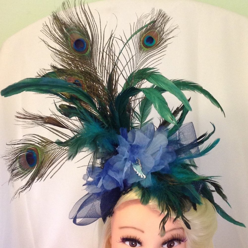 Peacock Feather Headpiece Fascinator Hat OS